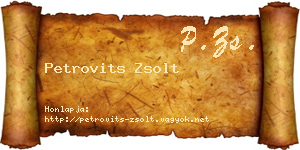 Petrovits Zsolt névjegykártya